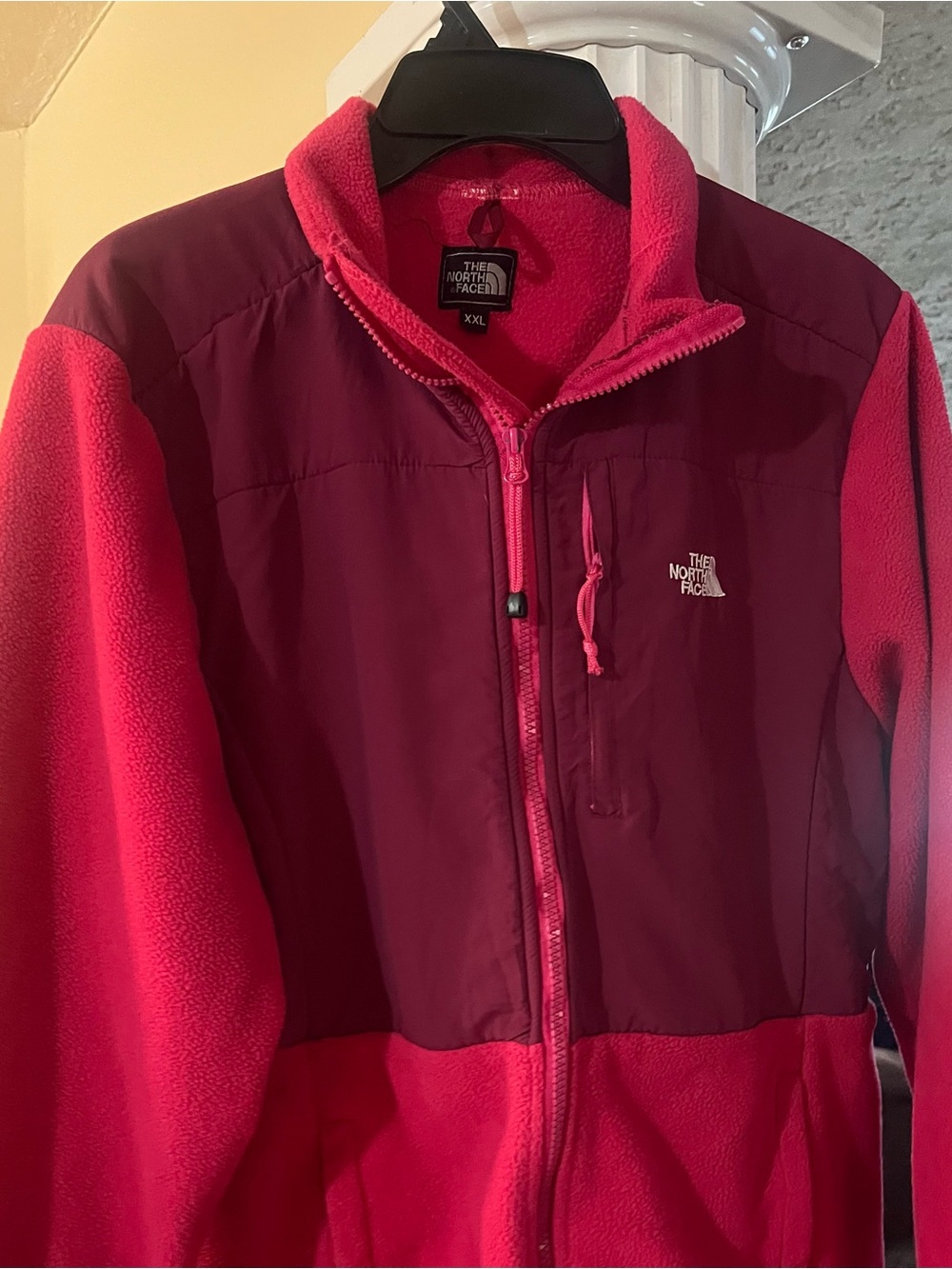 The North Face Two-Tone Women's Teddy Fleece Jacket in Hot Pink and Dark Pink